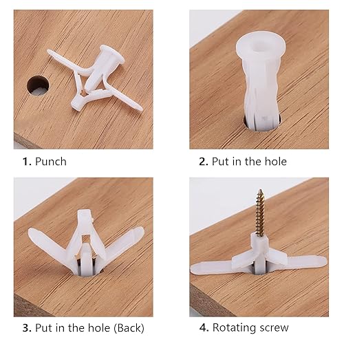 Miniatura 4 de Juego de 50 anclajes para paneles de yeso, anclajes de pared huecos con tornillos, anclajes de pared de cartón yeso, tubo de expansión de plástico