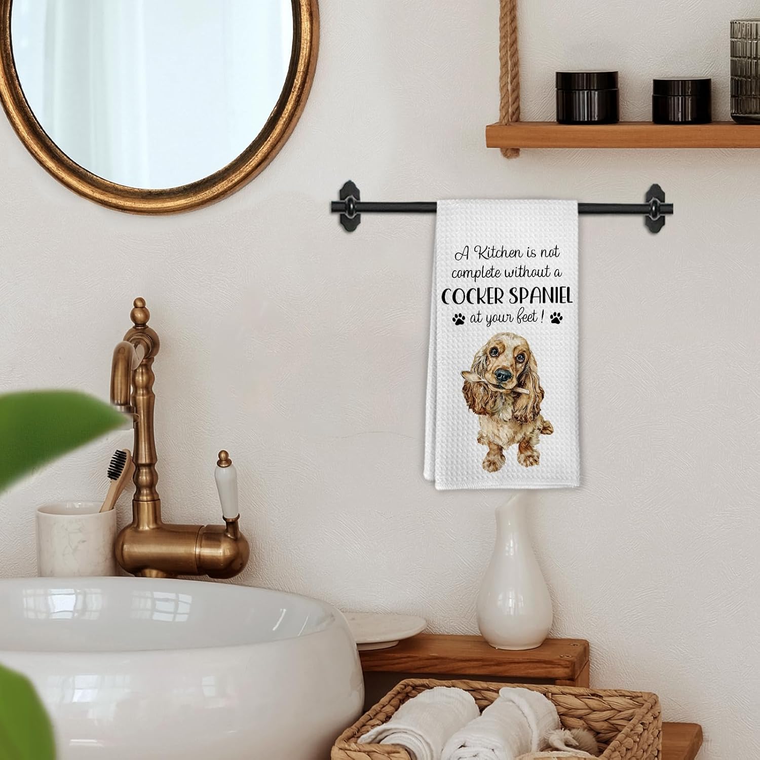 Funny Cocker Spaniel Dog Mom Owner Decorative Kitchen Towels Gifts for Women Men Dog Lovers, Cocker Spaniel Dogs Hand Tea Dish Towels Ornament Accessories for Kitchen Decor, 16x24 Inch - Image 4