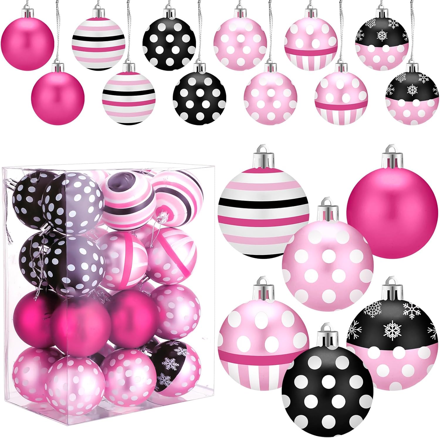 Sosation 24 Pcs 2.36 Inch Spider Christmas Ball Ornaments Classic Cartoon Christmas Tree Ornaments Plastic Spider Web Hanging Balls Decorations for Xmas Trees Halloween Holiday Parties Home Decor