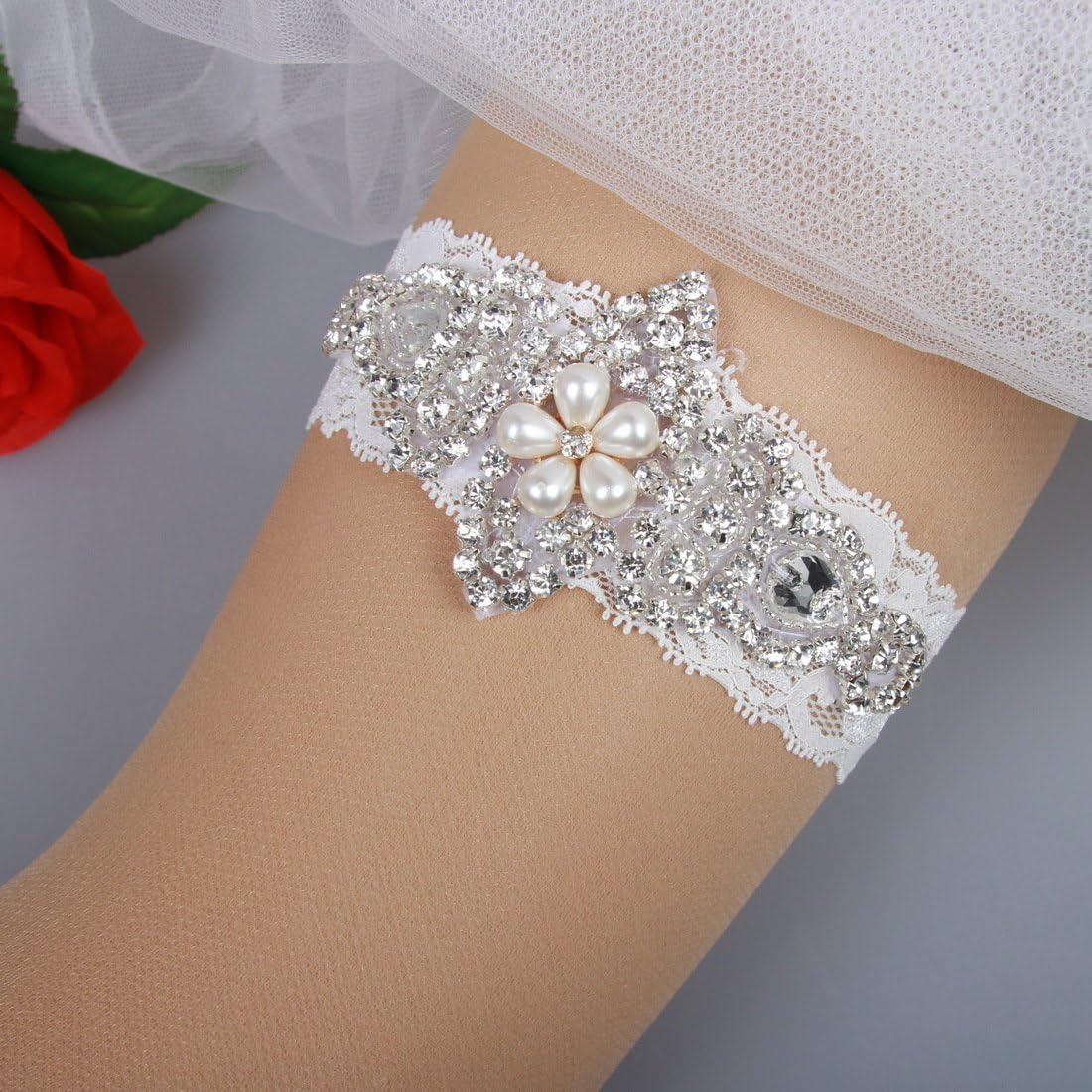Women's Wedding Bridal Garter Set Belt Series Lace Crystal Rhinestone