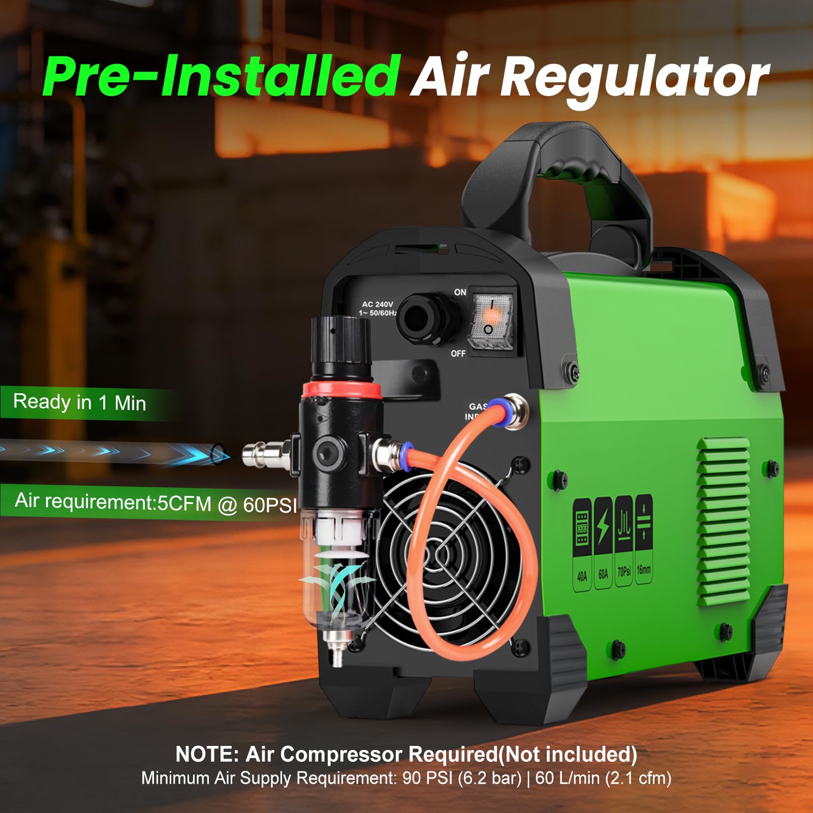CUT60L PRO – Découpeur Plasma 60A IGBT avec Arc Pilote Haute Fréquence, 240V, Modes 2T/4T – Épaisseur max. 16 mm, Affichage LED, Léger et Portable