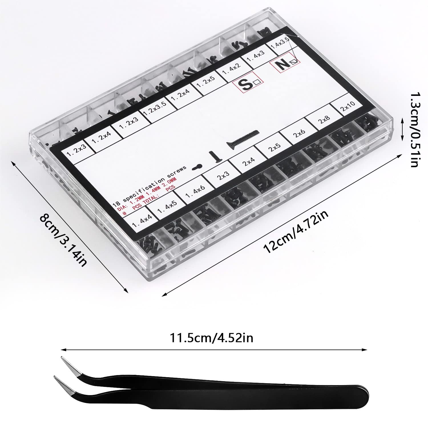 1000 Stück Mini Schrauben Sortiment - M1.2 M1.4 M2 Mikroschrauben Set Mit Werkzeug