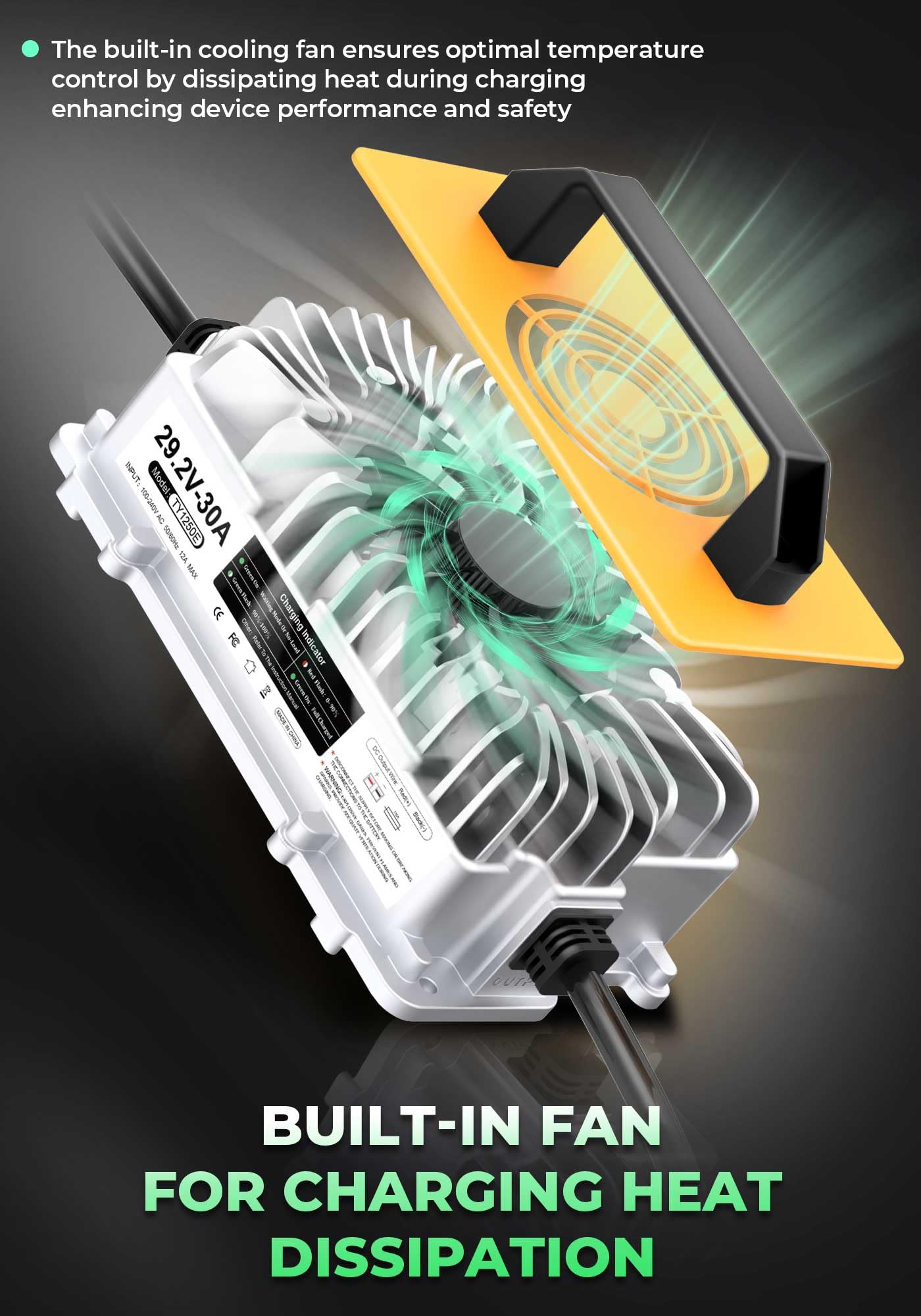 Caricabatterie al litio da 29,2 V 30 A per batteria LiFePO4 da 24 V (25,6 V), 24 V AC-DC LiFePO4 al litio LiFePO4, con spina Anderson, per camper, impianti insulari e case