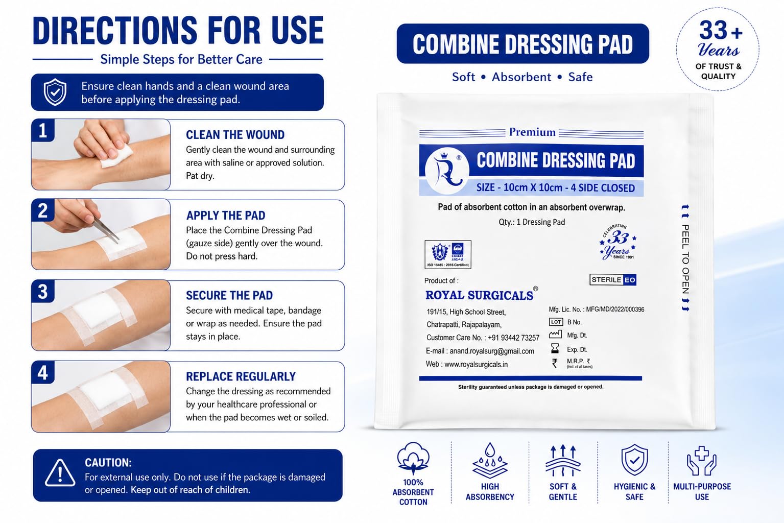 Dressing pad 10cm x 10cm (4 side closing) (25) — Amazon image 7