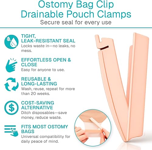 Miniatura 2 de Vive 10 clips para bolsas de ostomía  Abrazaderas universales de sellado de bolsas drenables  Suministros de ostomía de grado médico para