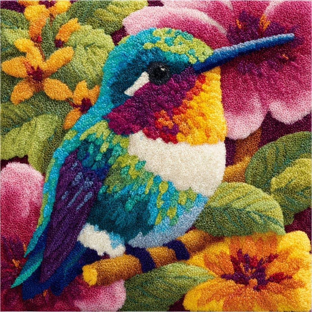 Henypt DIY Latch Hook Cushions Kits Flowers and Birds