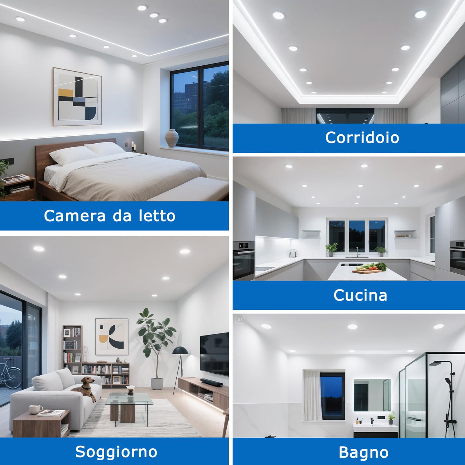 Spots LED Encastrable Salle de Bain 40 Pièces, Blanc Froid 6000K, IP44, 5W, 220V, Diamètre 90mm, Trou 68mm