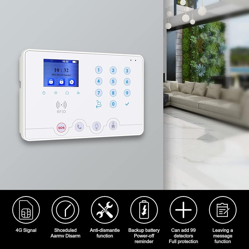 Wolf Guard W4Q-W06 WiFi + 4G Vezeték Nélküli Riasztórendszer Tuya Smartlife Applikációval, Napelemes Kültéri Szirénával, Ajtó/Ablak Érzékelő