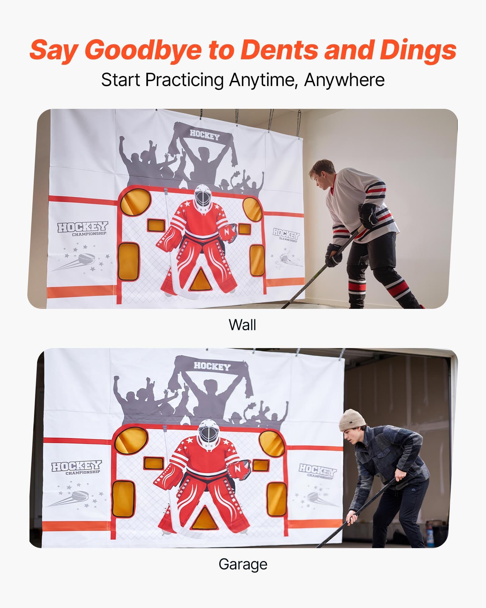 VEVOR Attrezzatura per Hockey Bersaglio Tiro Portiere per Tiratore 7 Fori, Rete Bersaglio per Allenamento Precisione di Tiro di Hockey su Ghiaccio, Rete in Tessuto Oxford 600 D, 3050 x 2130 mm
