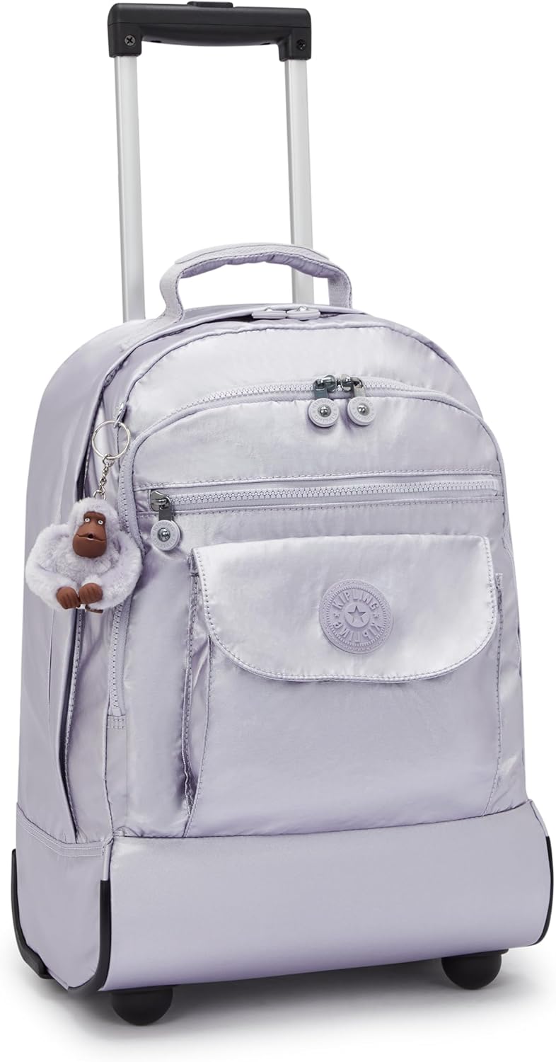 Kipling Women's Sanaa Large Rolling Backpack, Adjustable Padded Straps, Slide-Up Handle, Crinkle Nylon Backpack