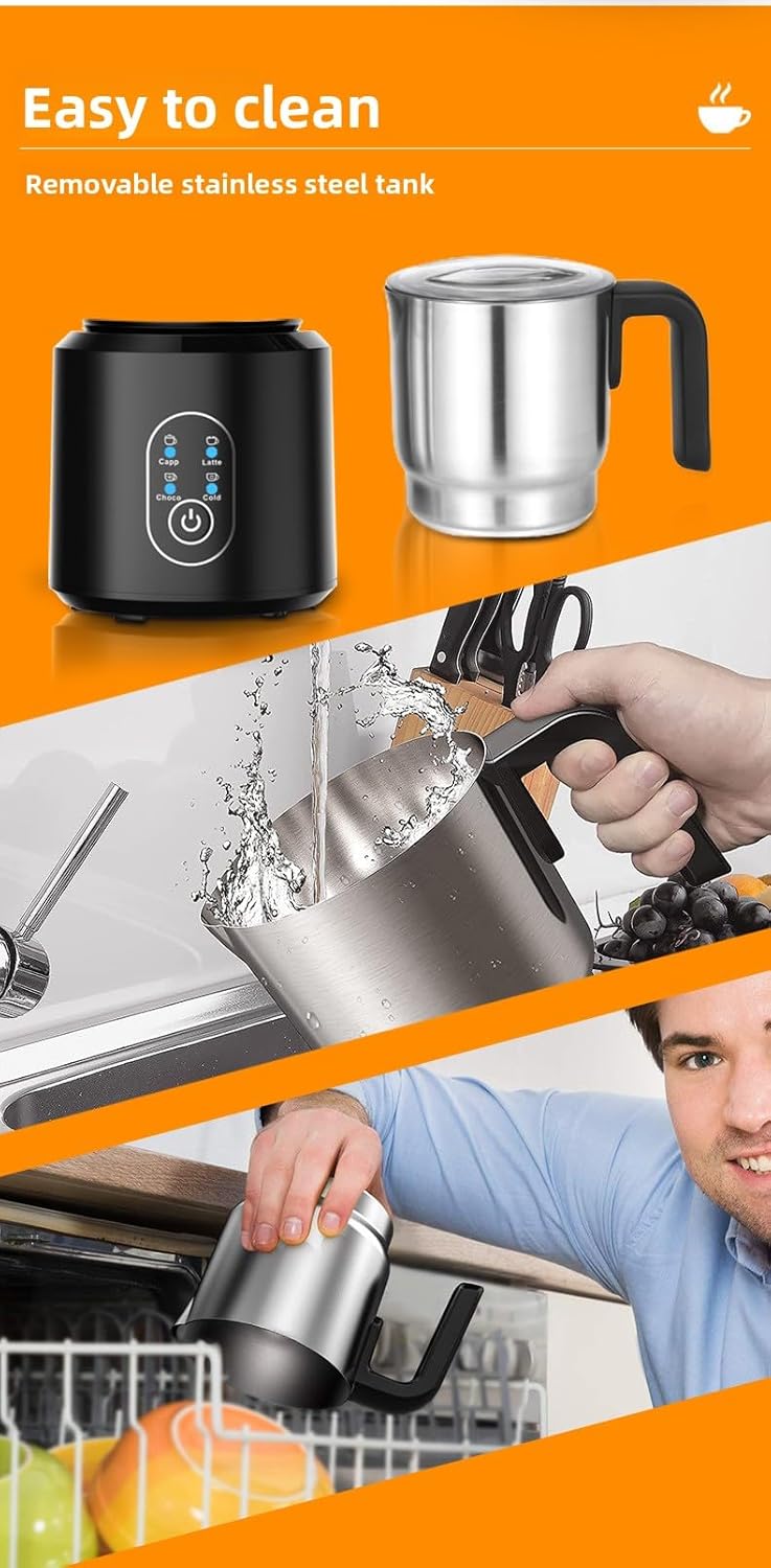 4-in-1 Electric Frother and Steamer,23.67oz/700ml Automatic Hot and Cold Foam Maker and Milk Warmer,Large Capacity Coffee Frother For Latte,Cappuccino,Mocha, Hot Chocolate