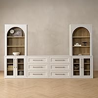 Vista 13 de mopio Blake Centro de entretenimiento de 4 piezas con almacenamiento, cómoda gabinete de almacenamiento modular de granja moderna soporte para TV