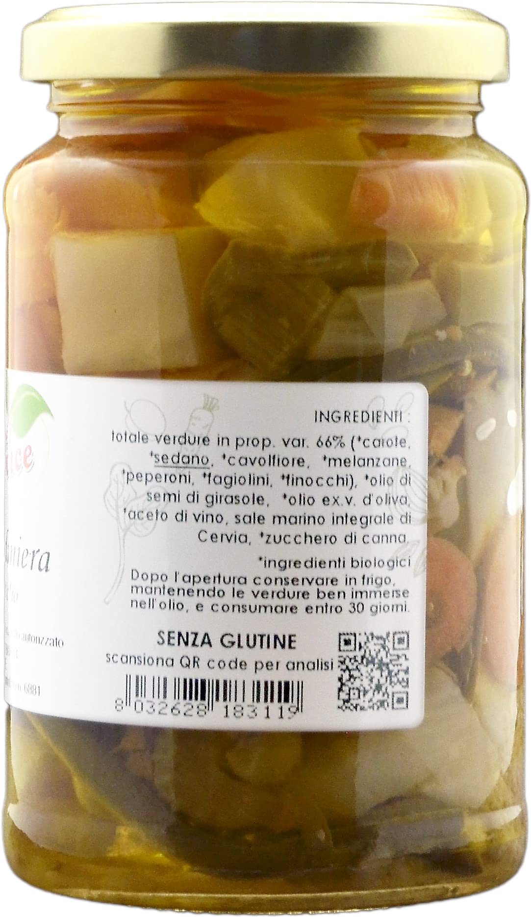 Giardiniera sott'olio bio, ricetta e prodotto artigianale di Chef Service | OFFERTA 3 pz da 340g