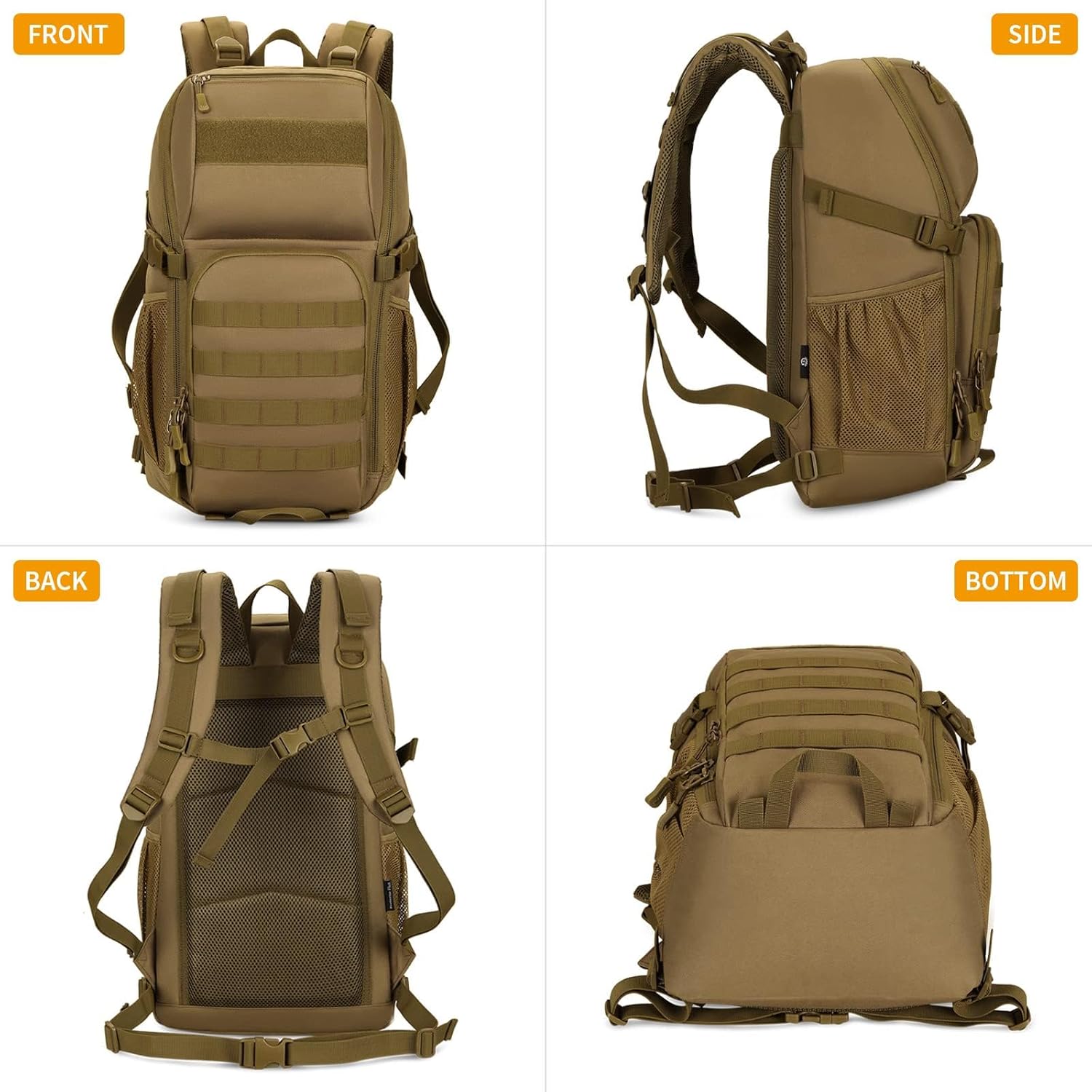 HUNTVP Tactical Backpack Military MOLLE Backpack Hunting Rucksack Gear Assault Pack 25L WR - Image 3