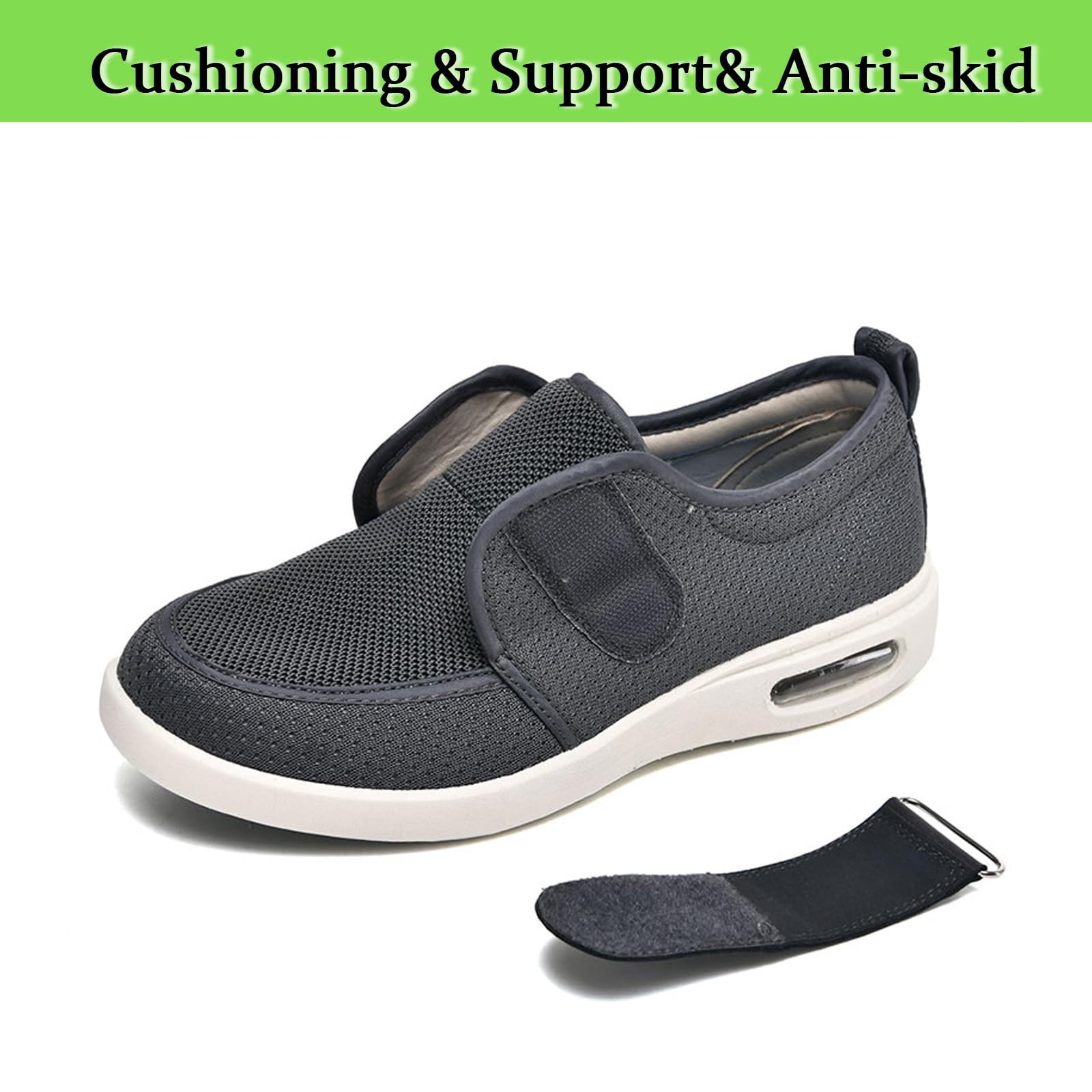 Buty medyczne do spuchniętych stóp, oddychające, lekkie, szerokie, antypoślizgowe, z poduszką powietrzną, trampki, bardzo szerokie, regulowane zapięcie, trampki, 49