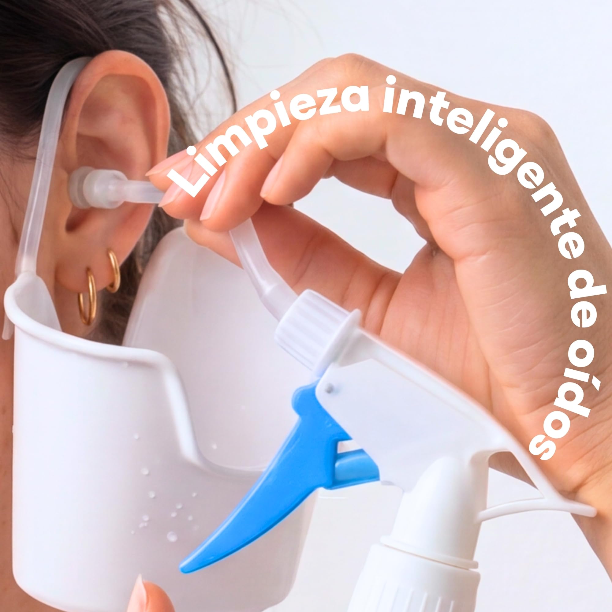 Medi Grade Kit de Eliminación de cera con Botella de 300 ml - Limpiador de Oídos con 2 Boquillas de Pulverización - Kit de Limpieza de Oídos Hogar, Juego de Riego con 5 Puntas y Lavabo Manos Libres