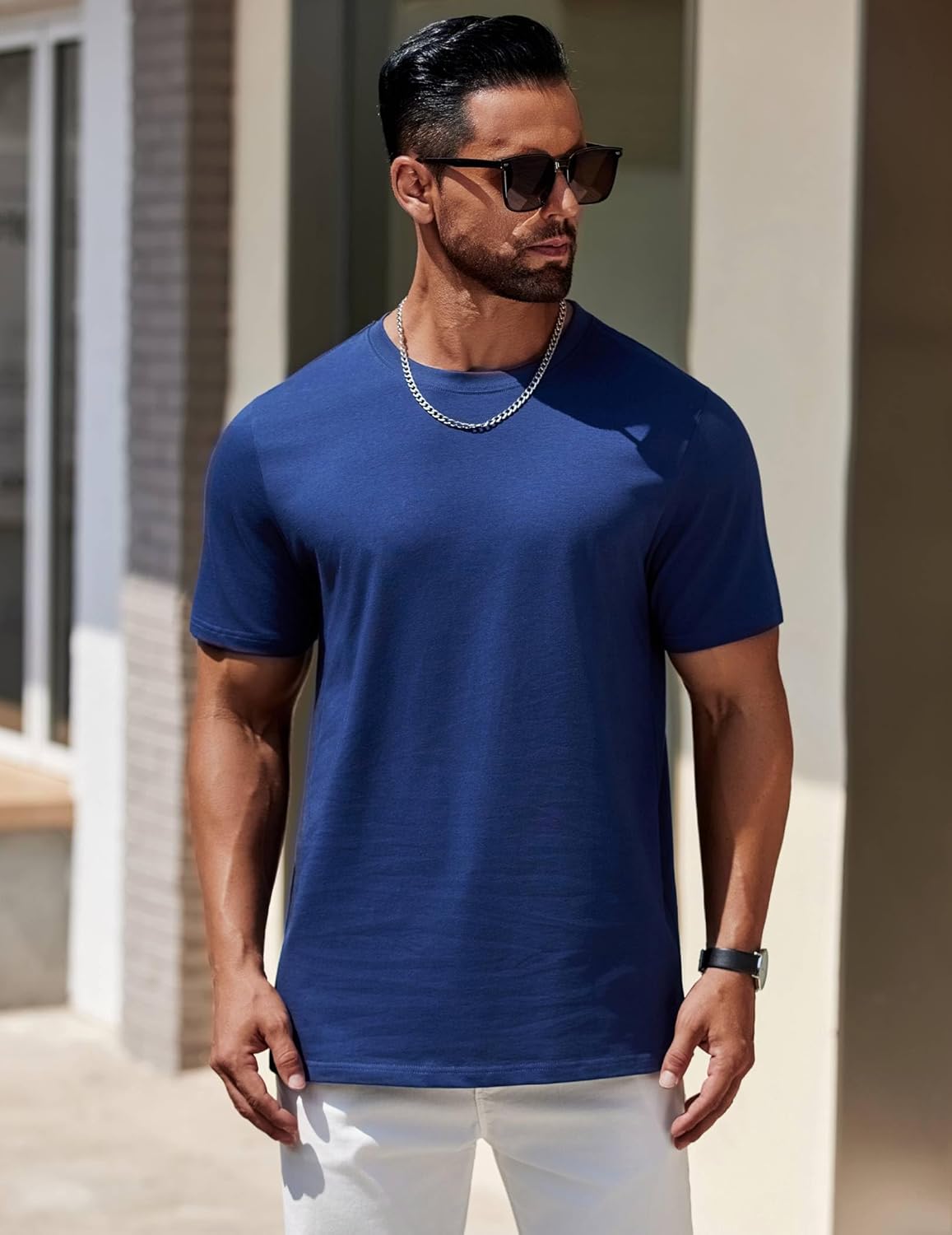 COOFANDY Mens T-Shirts 100% Cotton Premium Short Sleeve Shirt Crew Neck Basic Tshirt - Image 3