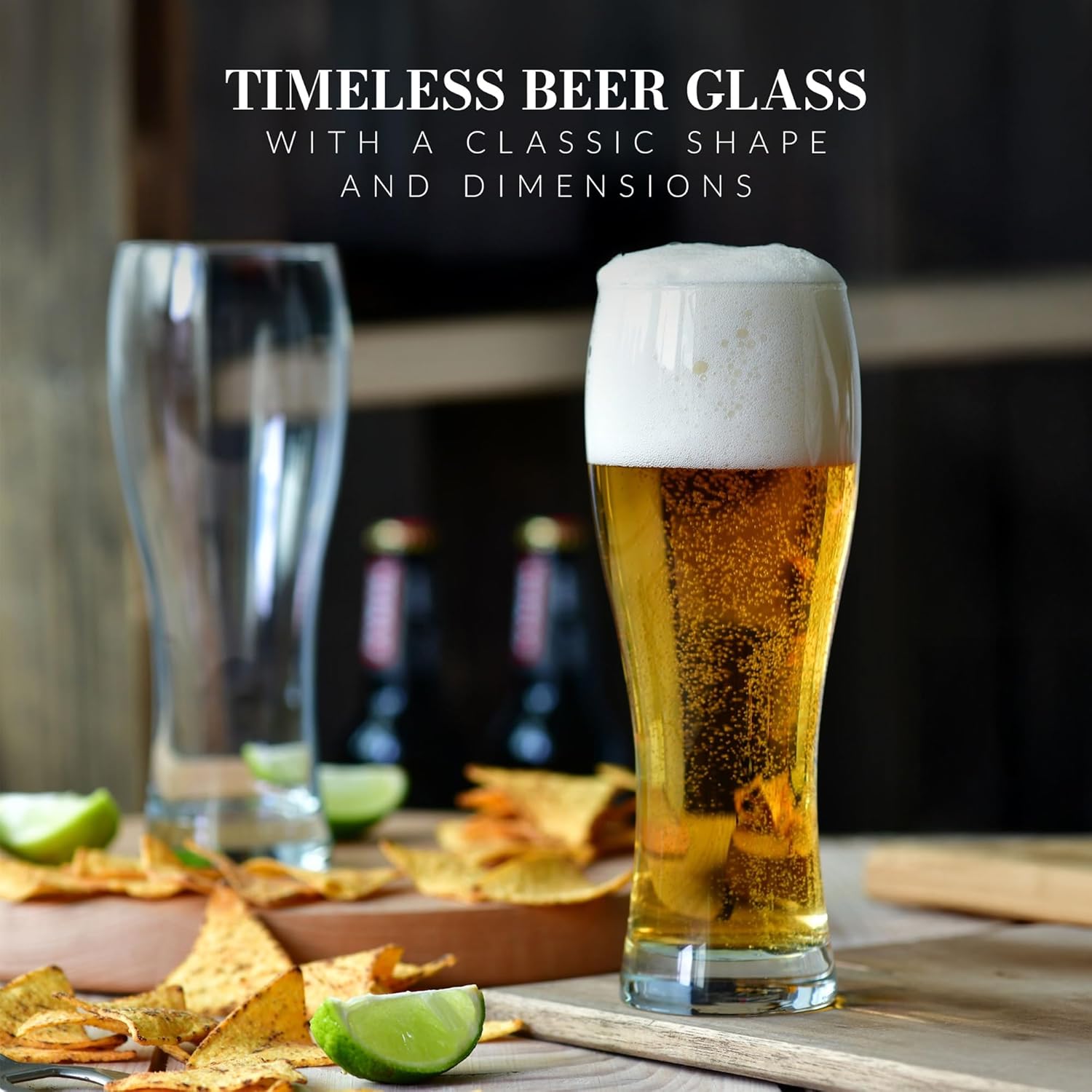 Krosno Chill Beer Glasses | Set of 6 | 16.9 oz | Tall Pint Glasses for Lager, IPA, APA & Craft Beer, Clear Drinking Glasses for Beer Tasting | Dishwasher Safe, Made in Europe