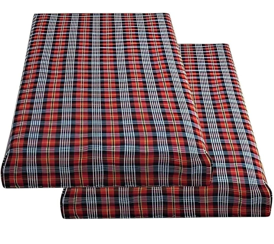 Cotton Checkered Mattress Cover for Double Bed | 36 x 72 Inch (2 Pieces) | Fits Up to 6 Inch Thick Mattress | Zippered Dustproof & Washable | Multicolour-image-14