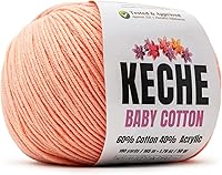 Vista 36 de Keche Hilo de algodón, 60% algodón, 40% hilo acrílico, hilo de algodón suave para ganchillo y tejer, hilo amigurumi, 4 madejas/bolas