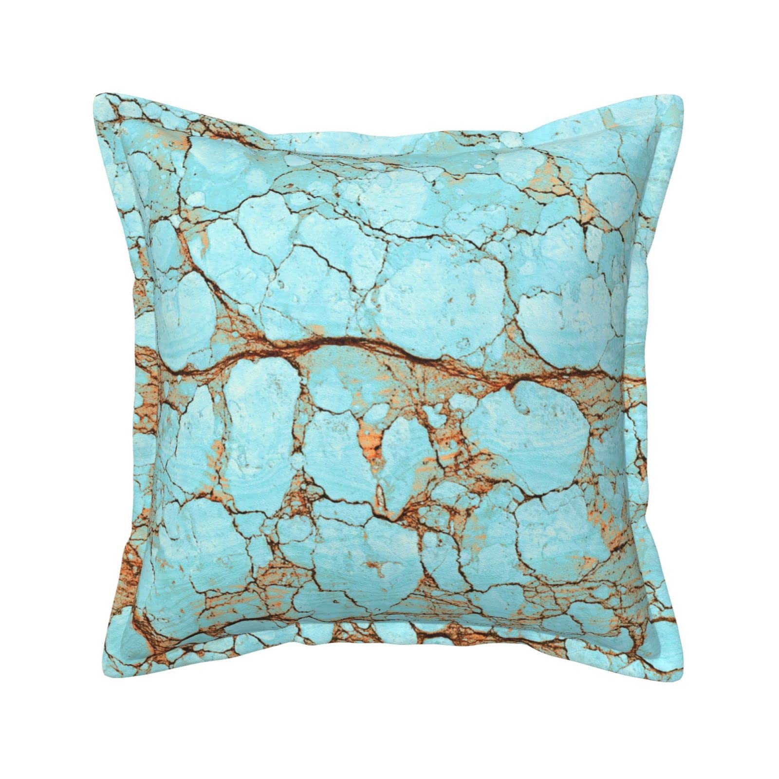 Housse de coussin marbre turquoise cuir pour rénover canapé fatigué