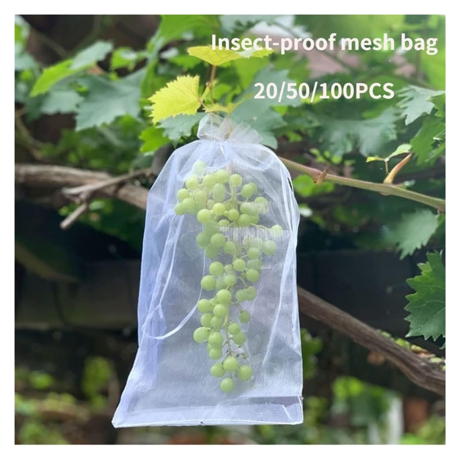 Bolsas Protectoras contra Insectos para Uvas, Bolsa de Malla a Prueba pájaros for Control plagas y Verduras, 50 Unidades, for Fresas, Uvas huertos(20x30cm)