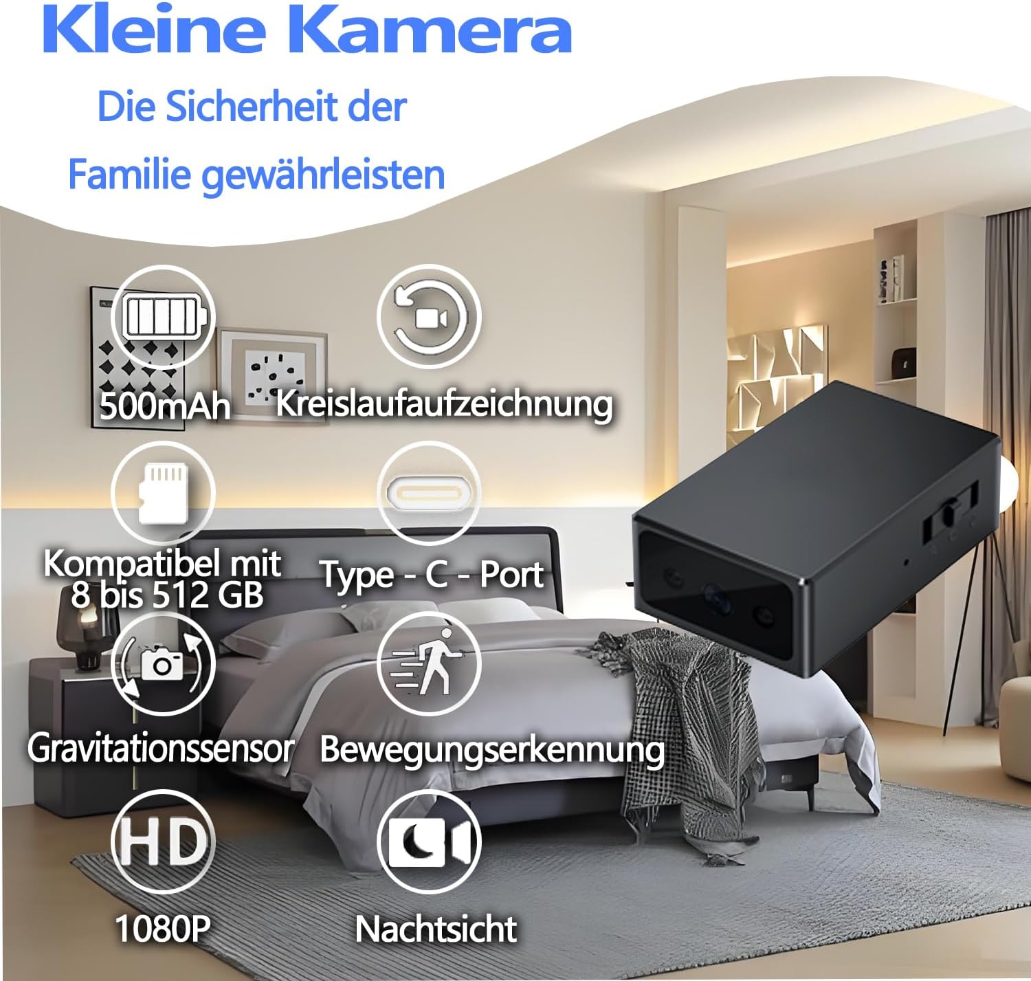 Mini Surveillance Camera – Compact 1080P HD Indoor & Outdoor Security Camera, No WiFi Required, Supports Up to 512GB, Motion Detection, Night Vision & Gravity Sensor Compatible - 2