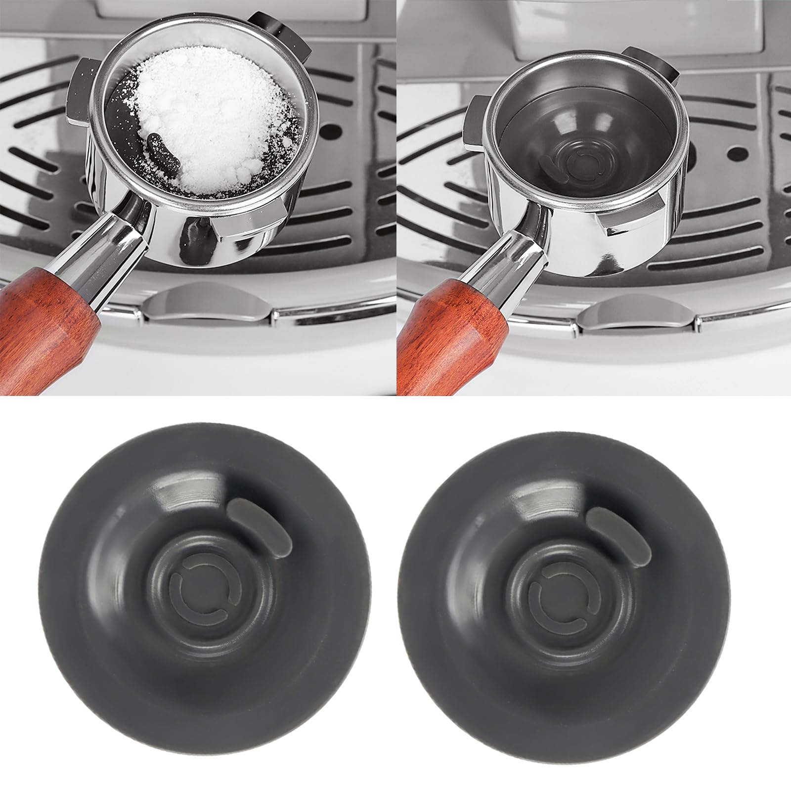 2 filtri in gomma per macchina da caffè espresso, ciechi, per la pulizia del disco (50 mm