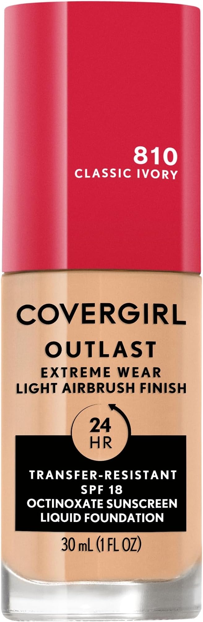 Outlast Extreme Wear 3-in-1 Full Coverage Liquid Foundation, SPF 18 Sunscreen, Classic Ivory, 1 Fl. Oz.
