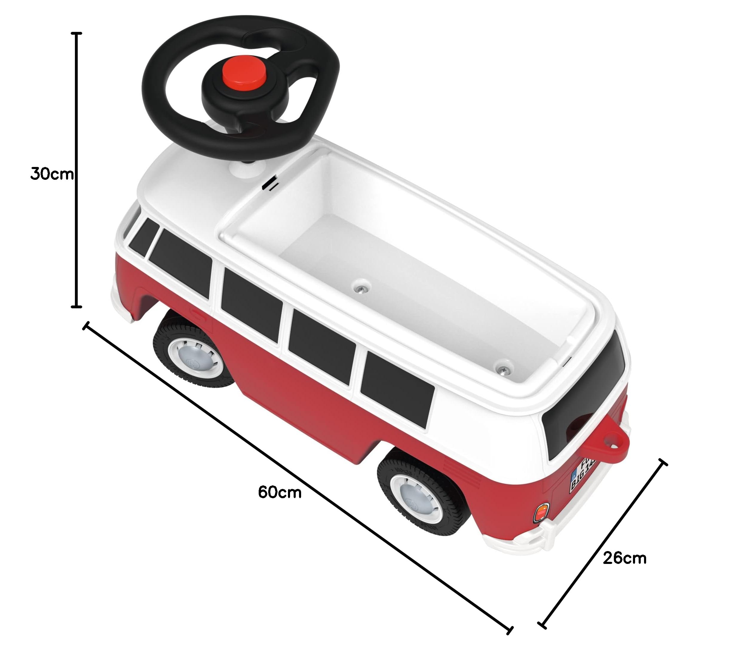 BIG, Correpasillos Bobby Car Baby VW T1, Vehículo para Niños con Neumáticos Silenciosos, Claxon y Enganche para Remolque, A Partir de 18 Meses (hasta 50 kg)