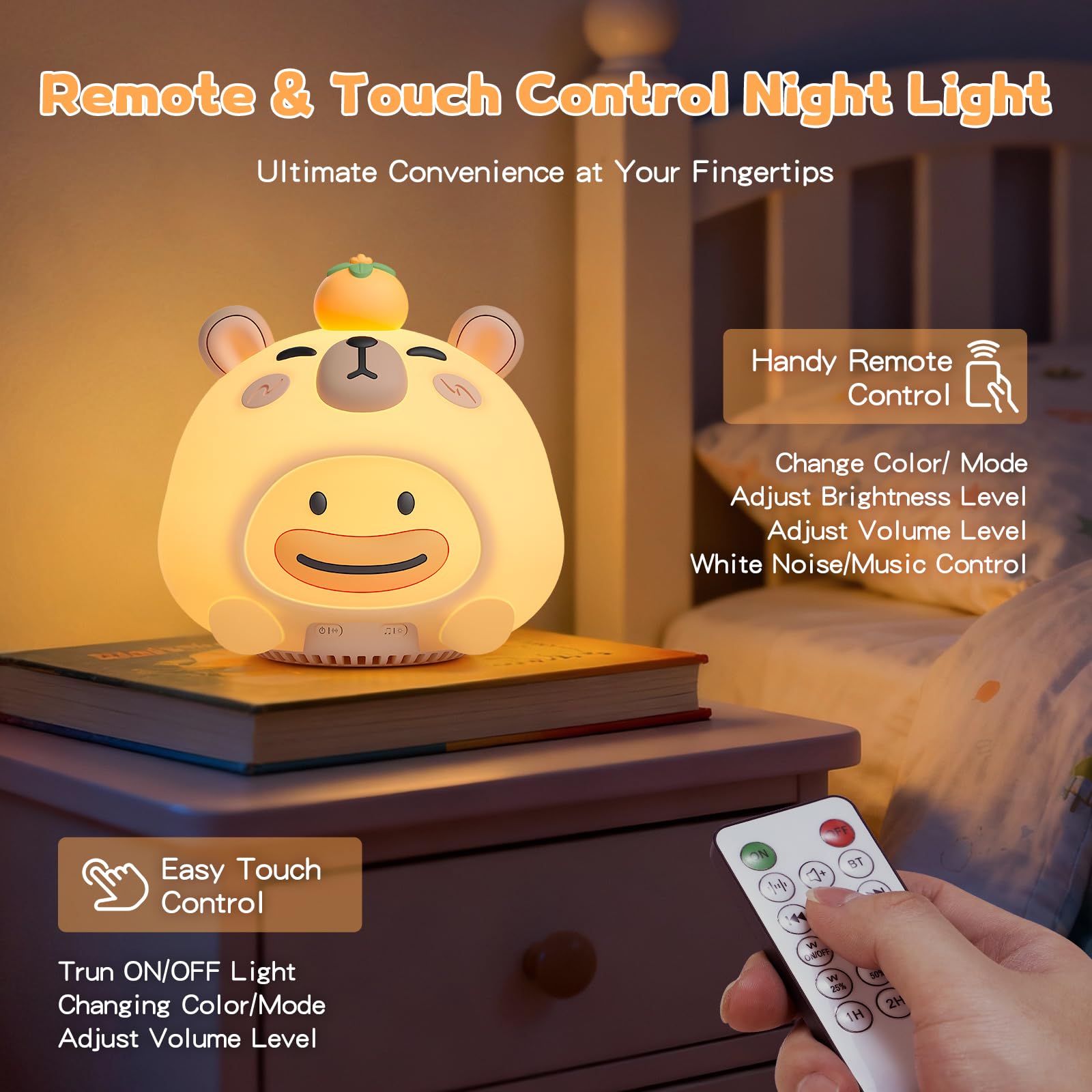Linda luz nocturna de la máquina de ruido blanco – 20 sonidos relajantes, admite conexión inalámbrica, ambiente RGB con mando a distancia y temporizador, ayuda a dormir para bebés y adultos, regalo