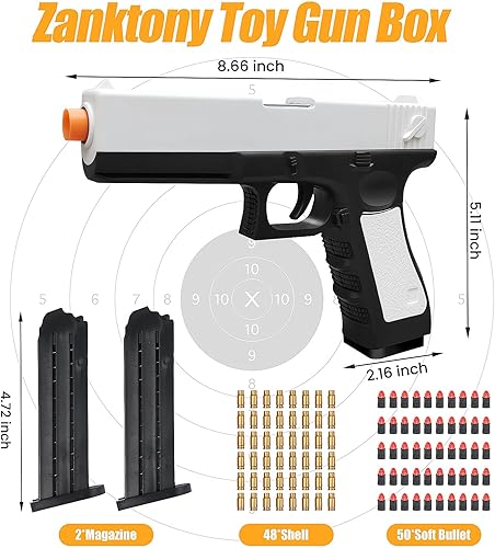 Miniatura 5 de Zanktony Pistola de juguete de bala suave, pistola de juguete realista para niños, modelo de pistola de juego educativo, regalos de cumpleaños de