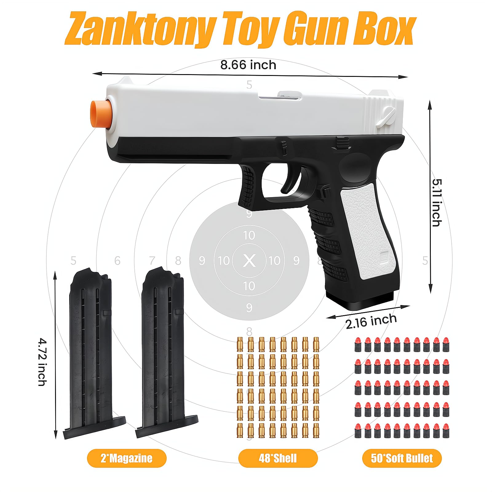 Amazon.com: Zanktony Soft Bullet Toy Gun Shell Ejecting for Boys