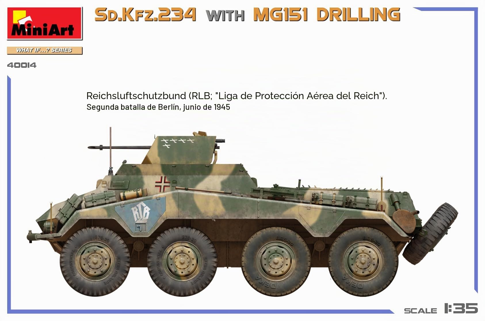 Miniart 40014 1:35 DT. SD.Kfz.234 m. MG151 Perforación - reproducción Fiel, modelismo, Kit de plástico, Manualidades, Hobby, Pegar, modelismo, ensamblar