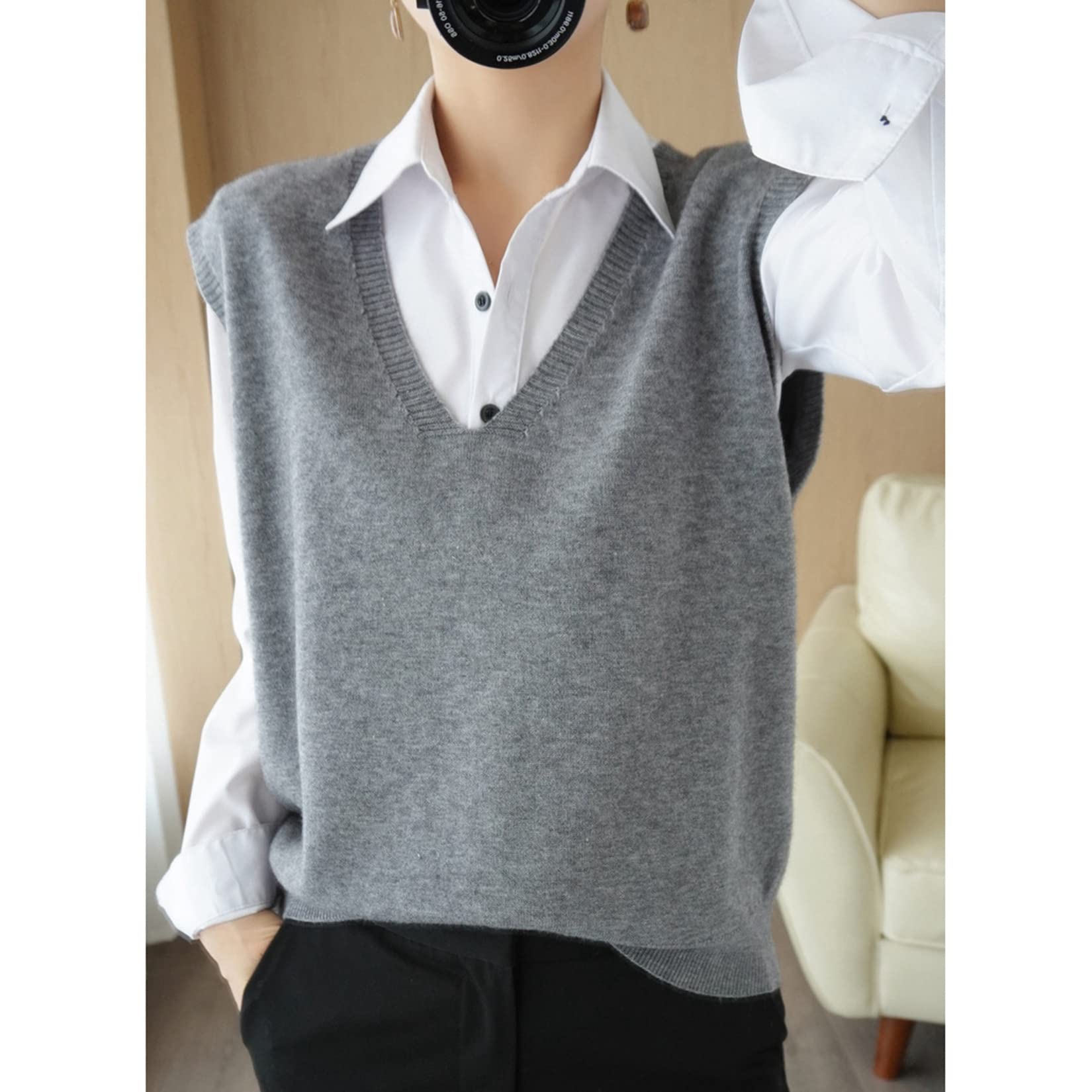 Femmes Solid Pull Gilet Savoule sans Manches V Tabarrer De Sauteur en Tricot en Tricot Gilets