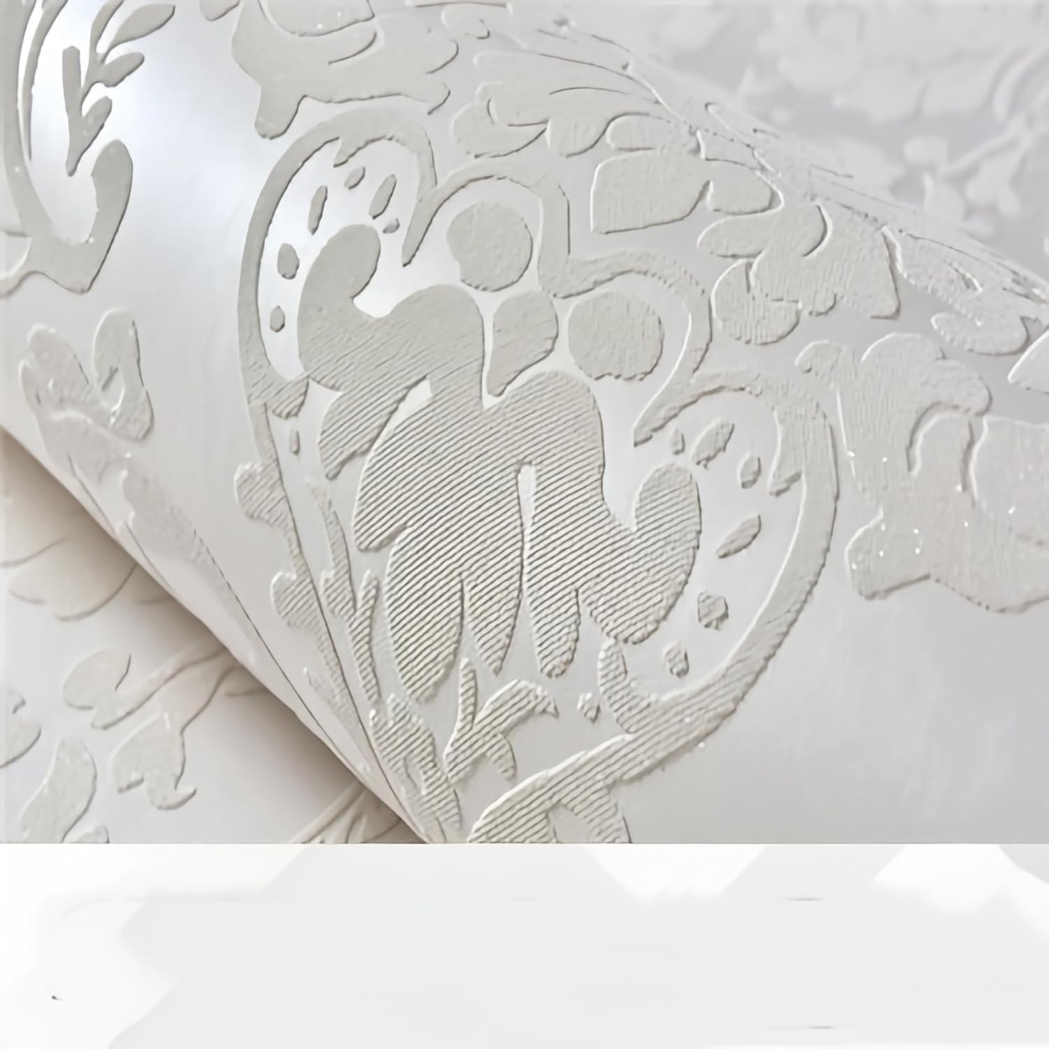 European 3D Wallpaper TV Background Relief Thickened Non-self-Adhesive Non-Woven Wallpaper (Beige White)