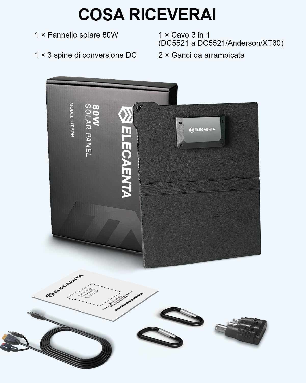 ELECAENTA HPBC Caricabatterie Solare Portatile (80, Watt)