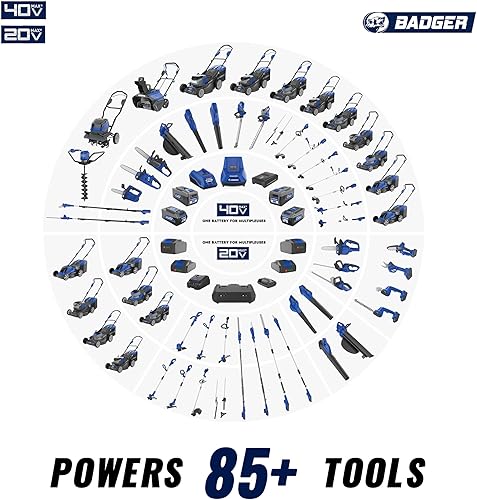 Miniatura 7 de Wild Badger Power WB20VMTPBC (dos 20 voltios) 40 voltios 2 en 1 cortador de hierba y cuchilla de cortadora de cepillo, azul
