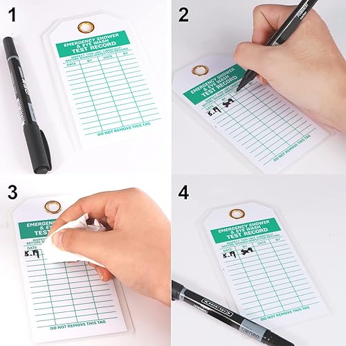 Miniatura 3 de Lionshop Etiqueta de registro de inspección resistente, registro de prueba de ducha de emergencia Legend y lavado de ojos, etiqueta de inspección de