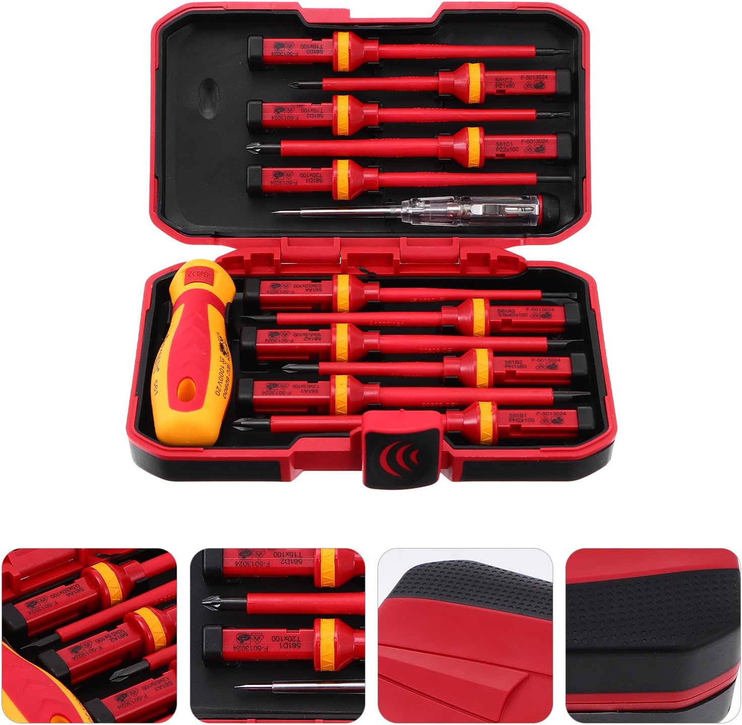 Kisangel 13pcs Vde Insulated High-Voltage Resistant Screwdriver Set for Phone and Tablet Repair, Precision Opening and Disassembly Tool Kit for Mobile Device Maintenance