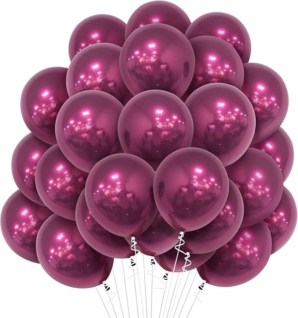 Burgundy Balloons, 30 Pcs Balloon Pack 10 Inch Purple Red Party Balloon, Double Stuff Thick Latex Deep Purple Balloons for Boys Men Women Birthday Party Wedding Graduation Anniversary Decoration