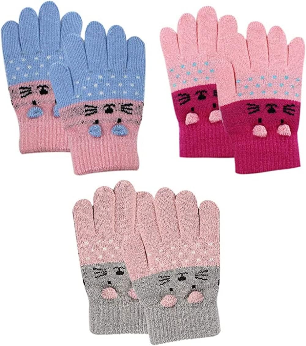 ANKOMINA Women Men Winter Touch Screen Gloves Cat Warm Knit Texting Gloves Touchscreen Mittens