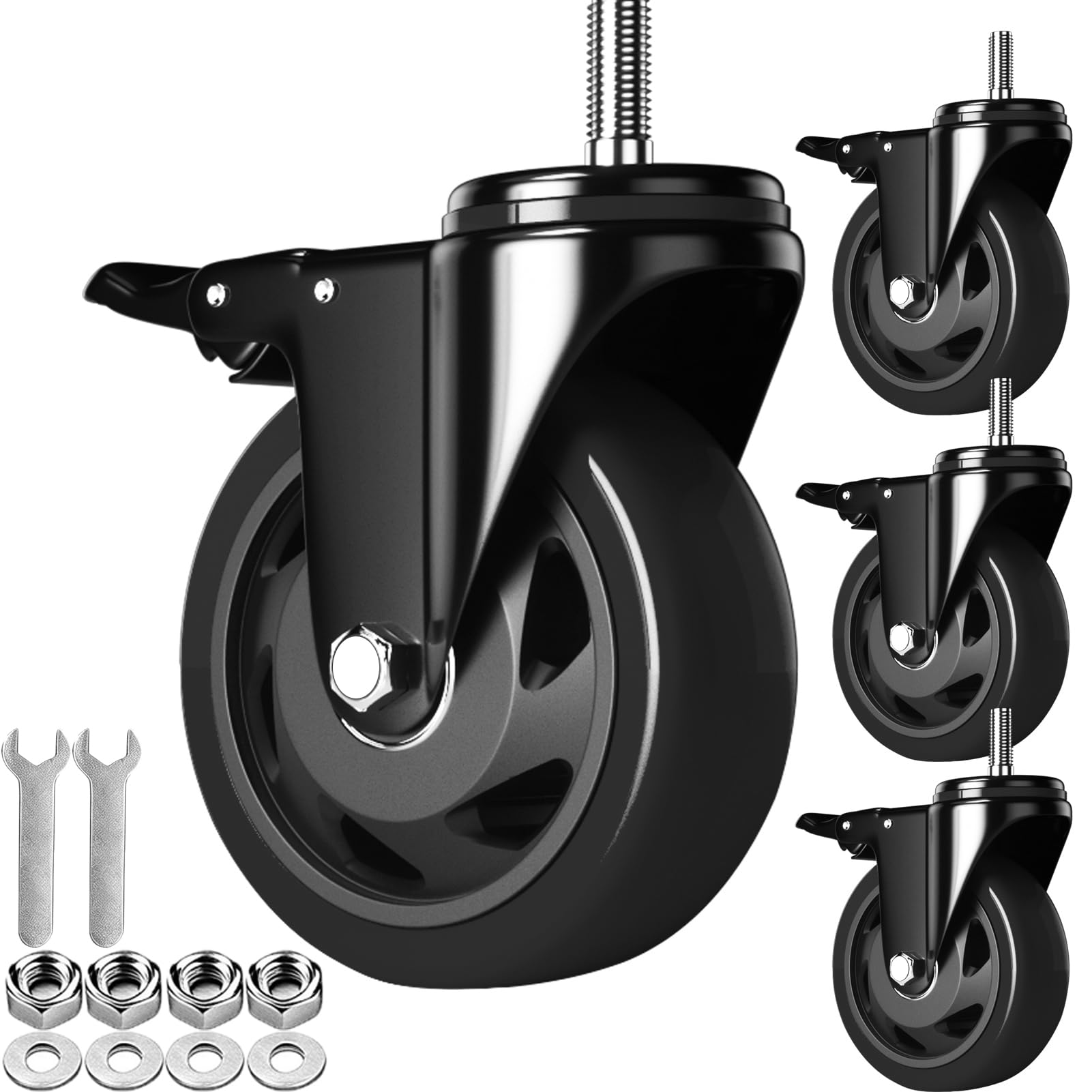 Heavy Duty 4 Inch Stem Casters - Set of 4 -12 Heavy Duty 4 Inch Stem Casters - Set of 4 -12