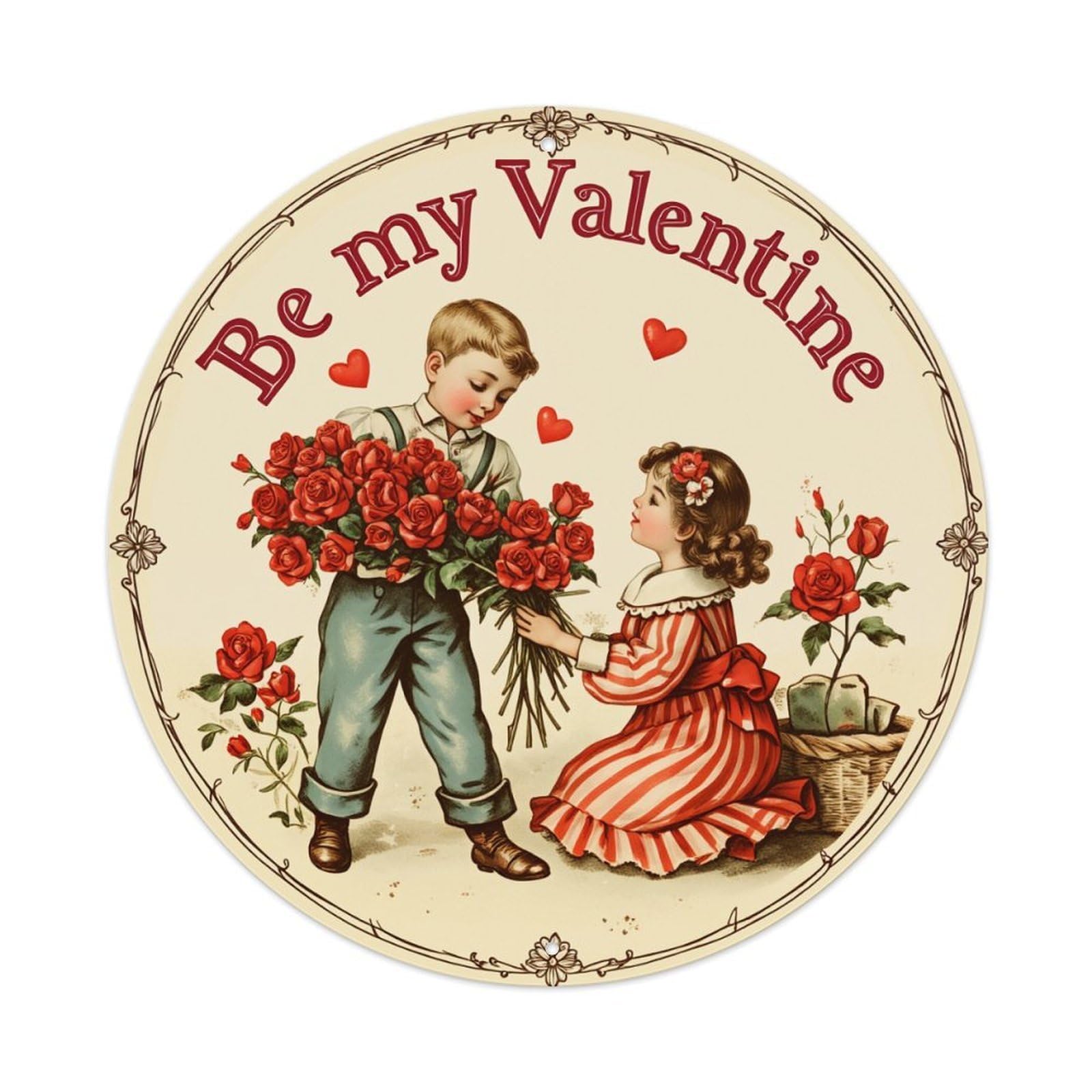 Be My Valentine Roses Children Metal Tin Sign Plaque