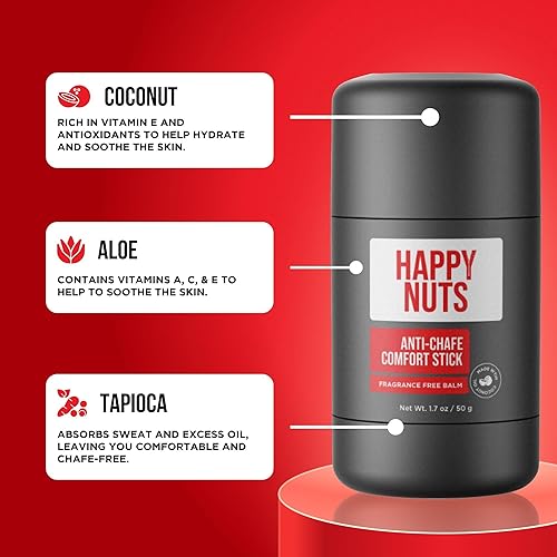 Vista 5 de HAPPY NUTS Barra de confort antirozaduras para hombres: la mejor defensa de la fricción y prevención de rozaduras para estilos de vida activos