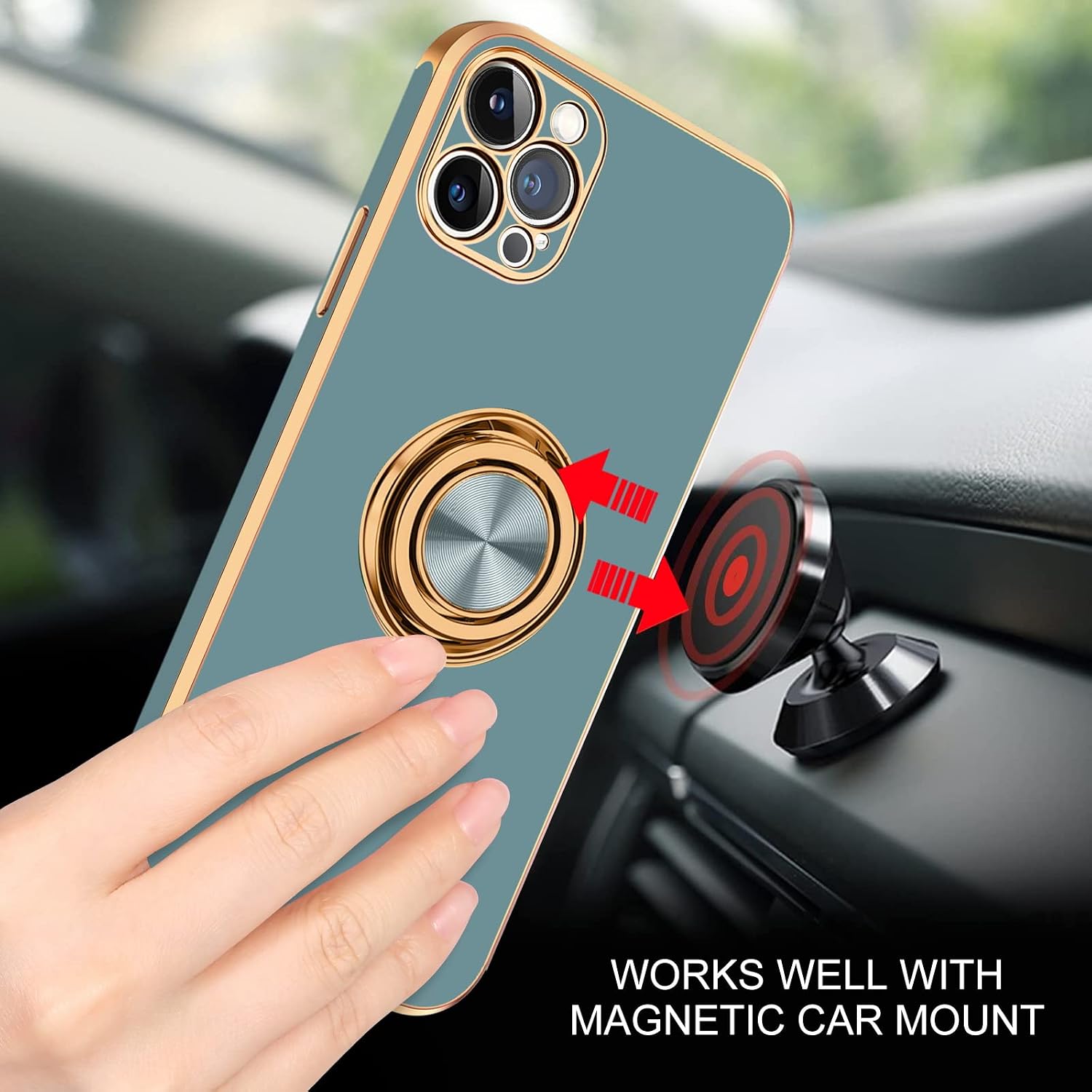 BENTOBEN iPhone 12 Pro Max Case, Slim Fit 360° Ring Holder Shockproof Kickstand Magnetic Car Mount Supported Non-Slip Protective Women Girls Men Boys Cases Cover for iPhone 12 Pro Max 6.7 Inch, Gray