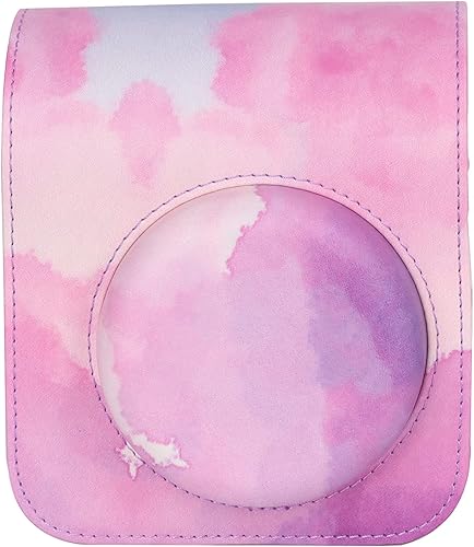 Funda para cámara instantánea Fujifilm Instax Mini 12, funda de poliuretano con correa extraíble para cámara Fujifilm Instax Mini 12 (rosamorado)