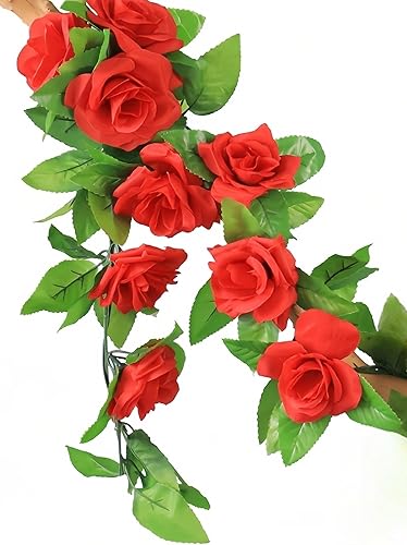 Miniatura 1 de Kanlpeia Guirnalda de flores artificiales de vid de rosas artificiales de 7.5 pies, para bodas, fiestas, telón de fondo, arco, jardín, decoración de