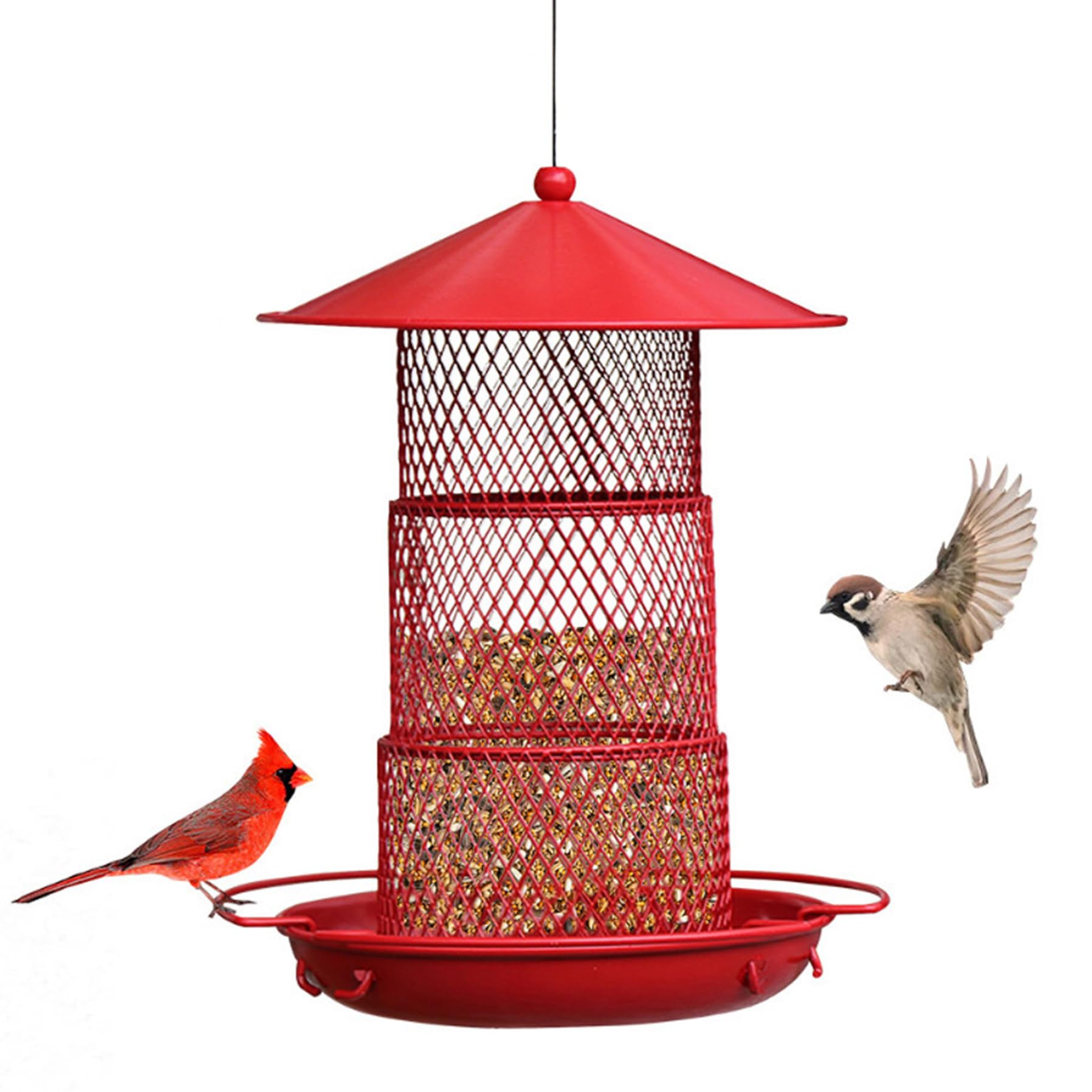 Mangeoire à oiseaux en métal premium à 3 niveaux et haute résistance