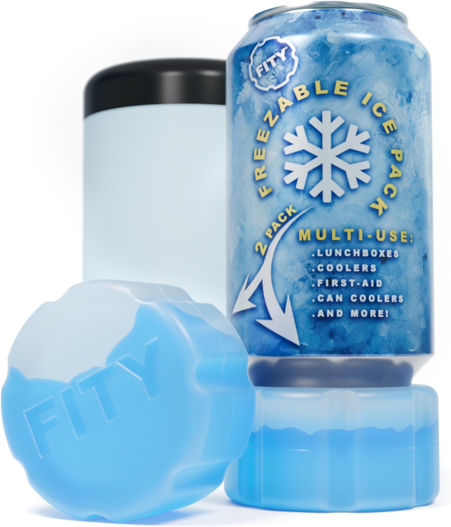 Freeze (2 Pack) - A Multi-Use Freezable Ice Pack 12oz Can Adapter for 16oz Tall Can Tumblers Also use w/Lunch Boxes, Diaper Bags, Sore Muscles, Compatible with YETI MiiR CamelBak BruMate
